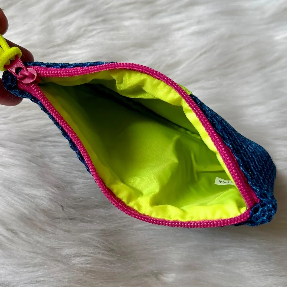 Ipsy Neon Mesh Zipper Makeup‎ Bag Blue Pink